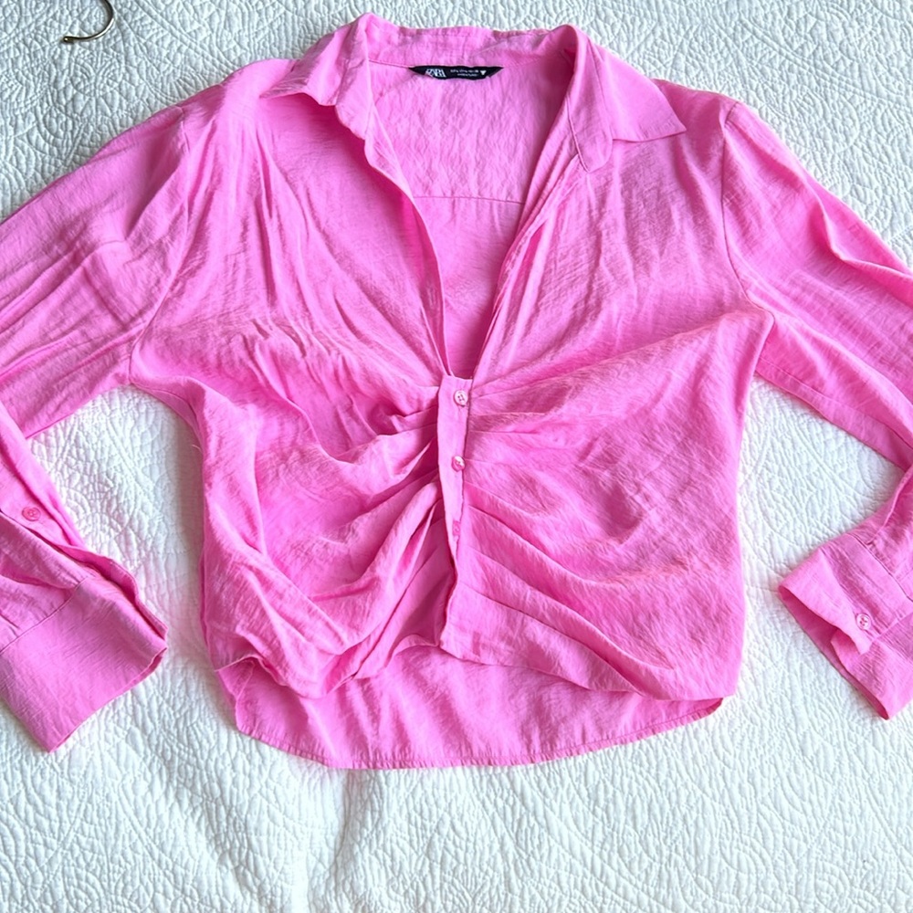 Gorgeous Zara, pink blouse size large in excellent condition